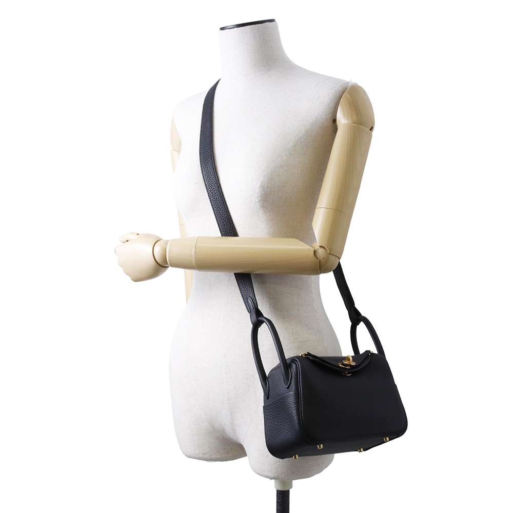 HERMES Lindy Black Taurillon Clemence Size Mini