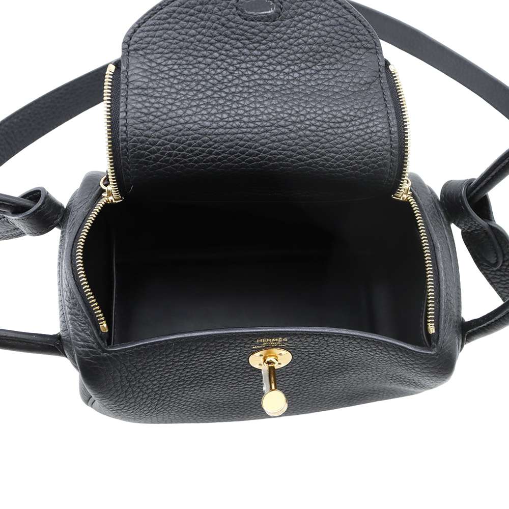 HERMES Lindy Black Taurillon Clemence Size Mini