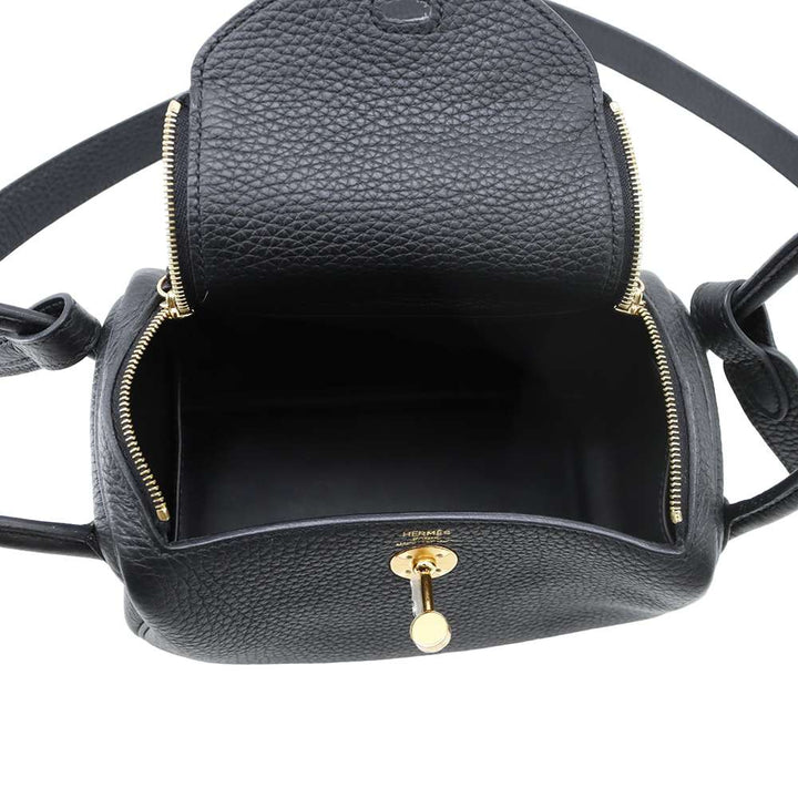 HERMES Lindy Black Taurillon Clemence Size Mini