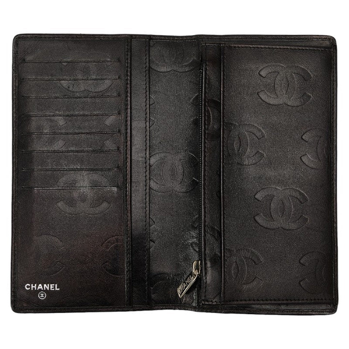 Top Quality Chanel Combon Line Cocomark Long Wallet Two Foldable Wallet Black Leather Lady Top Quality Chanel [Originals]
