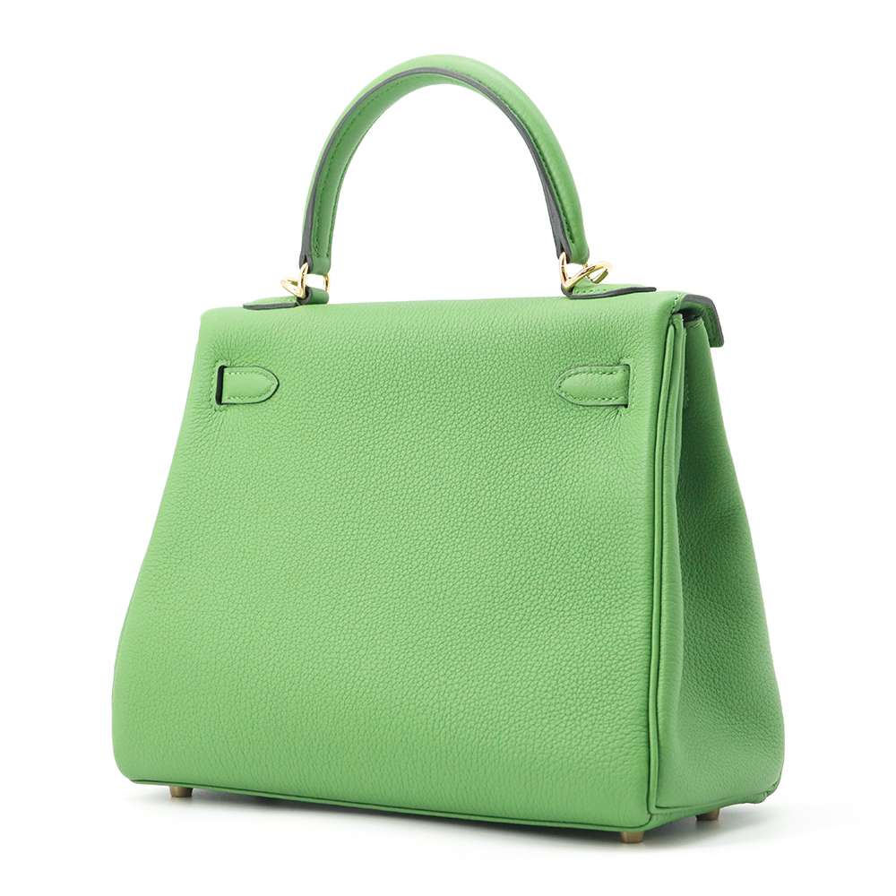 HERMES Kelly Retourne Vert Yucca Togo Leather Size 25