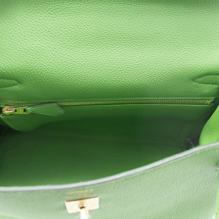 HERMES Kelly Retourne Vert Yucca Togo Leather Size 25