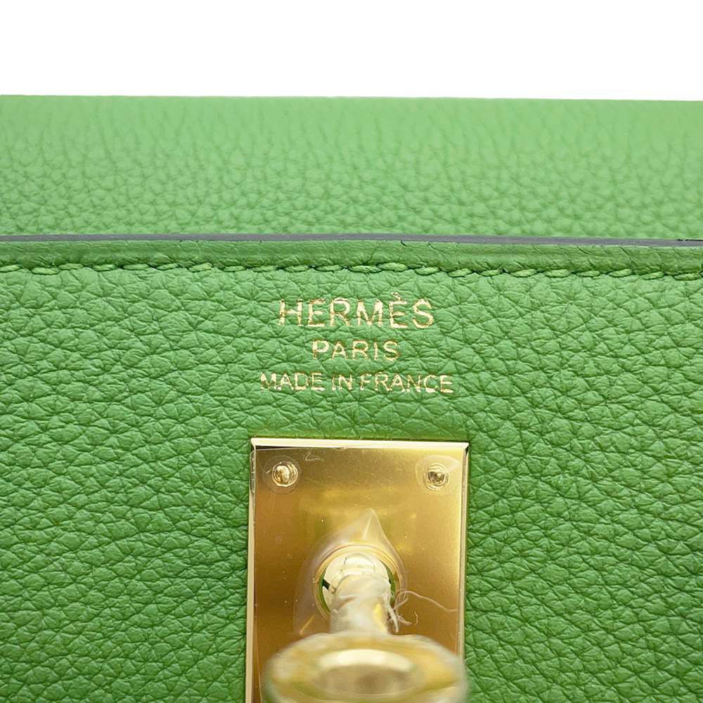 HERMES Kelly Retourne Vert Yucca Togo Leather Size 25