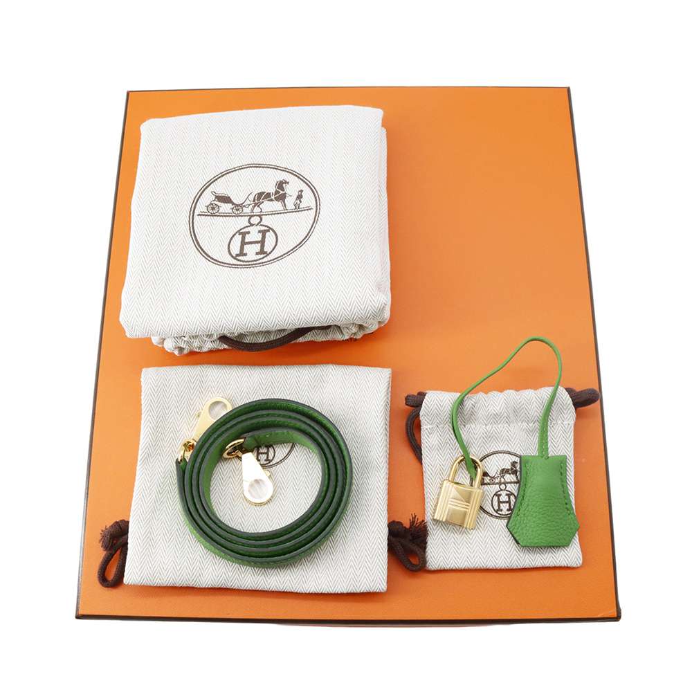 HERMES Kelly Retourne Vert Yucca Togo Leather Size 25