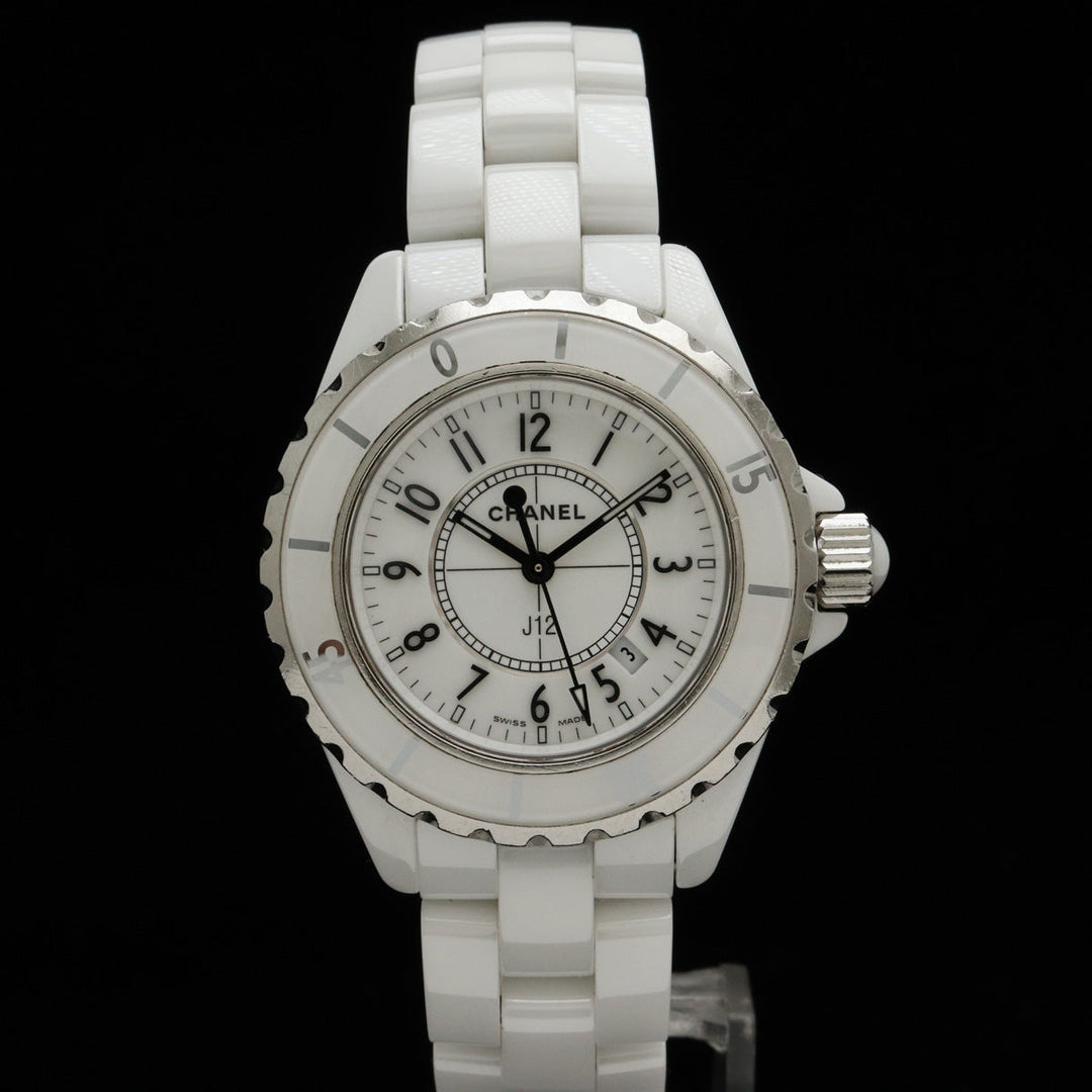 Top Quality Chanel J12 White Ceramic White 33mm Date Lady QZ Quartz Watch H0968