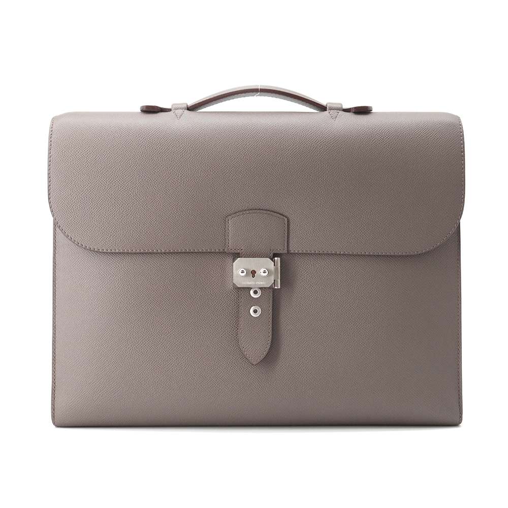 HERMES Sac A Depeches Light Etain Epsom Size 37