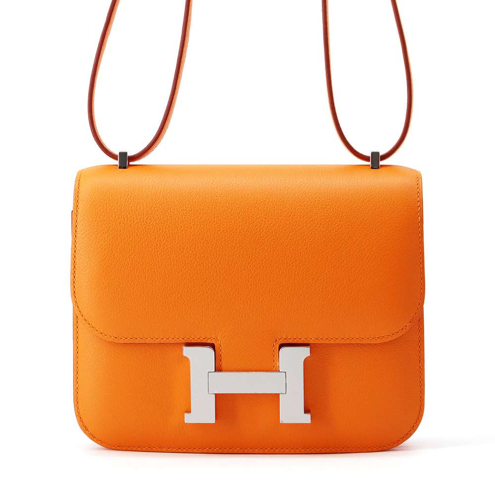 HERMES Constance3 Miroir Verso Apricot/Rouge Casaque constMINI Evercolor Size Mini