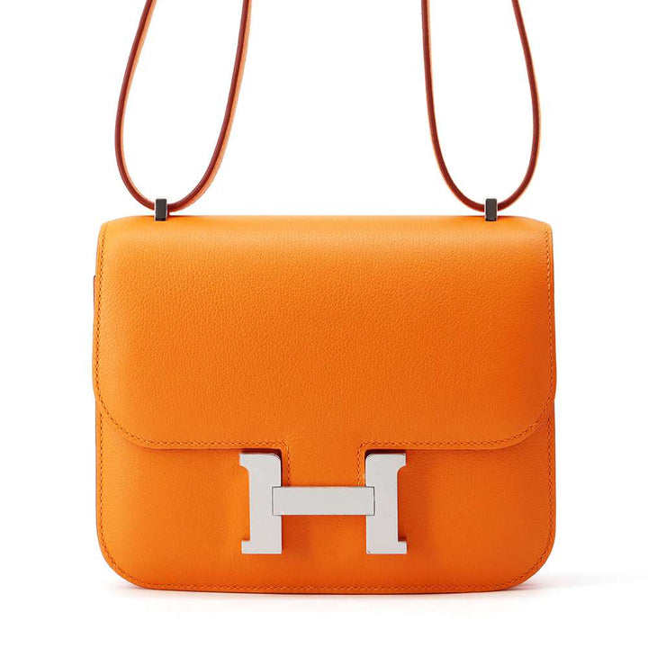 HERMES Constance3 Miroir Verso Apricot/Rouge Casaque constMINI Evercolor Size Mini