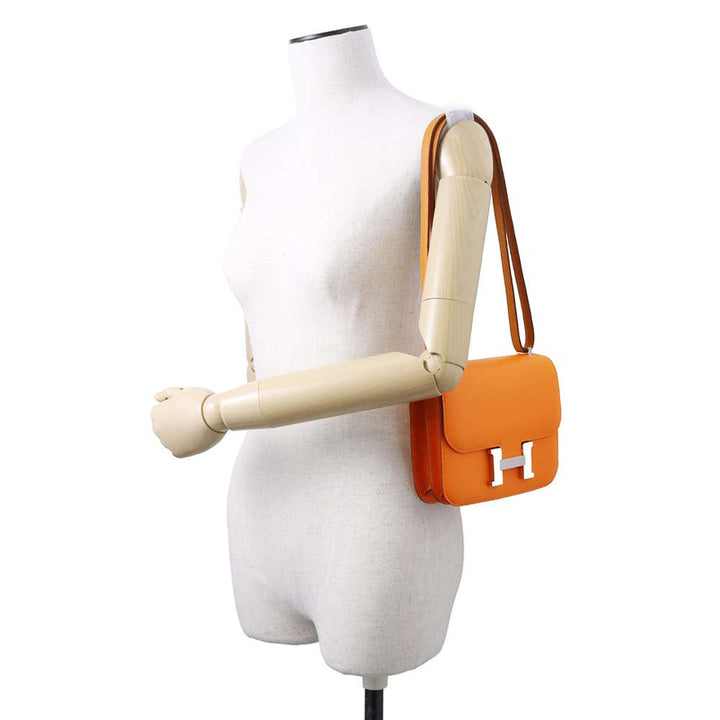 HERMES Constance3 Miroir Verso Apricot/Rouge Casaque constMINI Evercolor Size Mini
