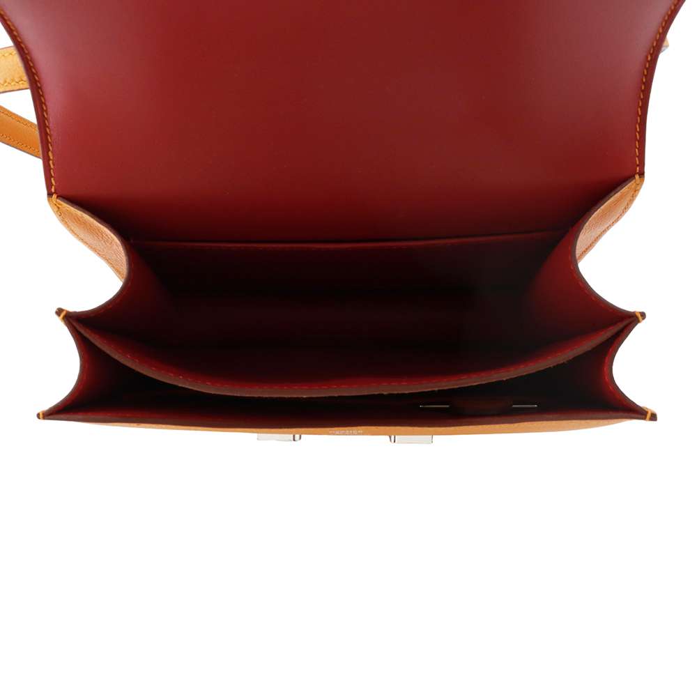 HERMES Constance3 Miroir Verso Apricot/Rouge Casaque constMINI Evercolor Size Mini