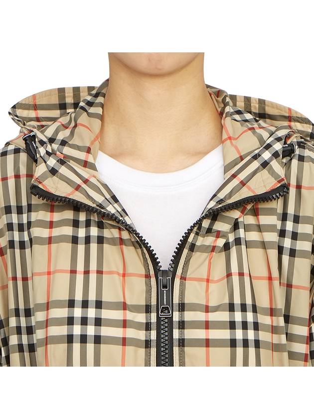Burberry WoMen's Back-tone Check Zip-up Hooded Jacket Beige