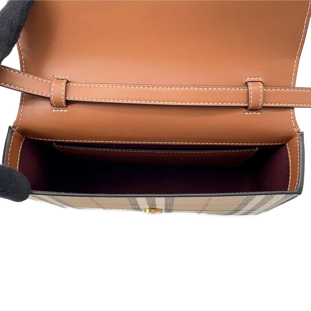 BURBERRY Hampshire Nova Check Shoulder Bag Beige/White/Multicolor 80704211 Leather