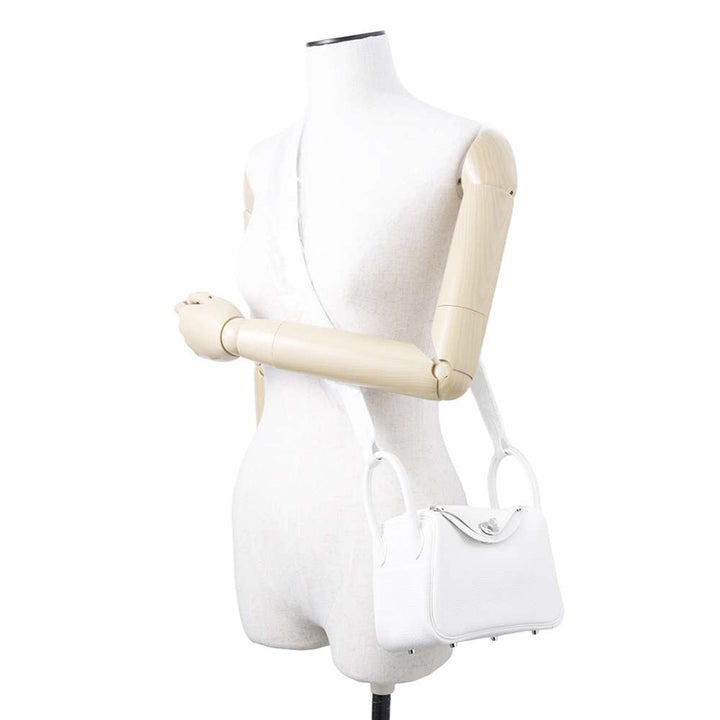 HERMES Lindy New White Taurillon Clemence Size Mini