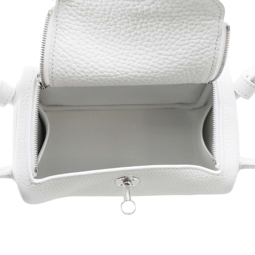 HERMES Lindy New White Taurillon Clemence Size Mini