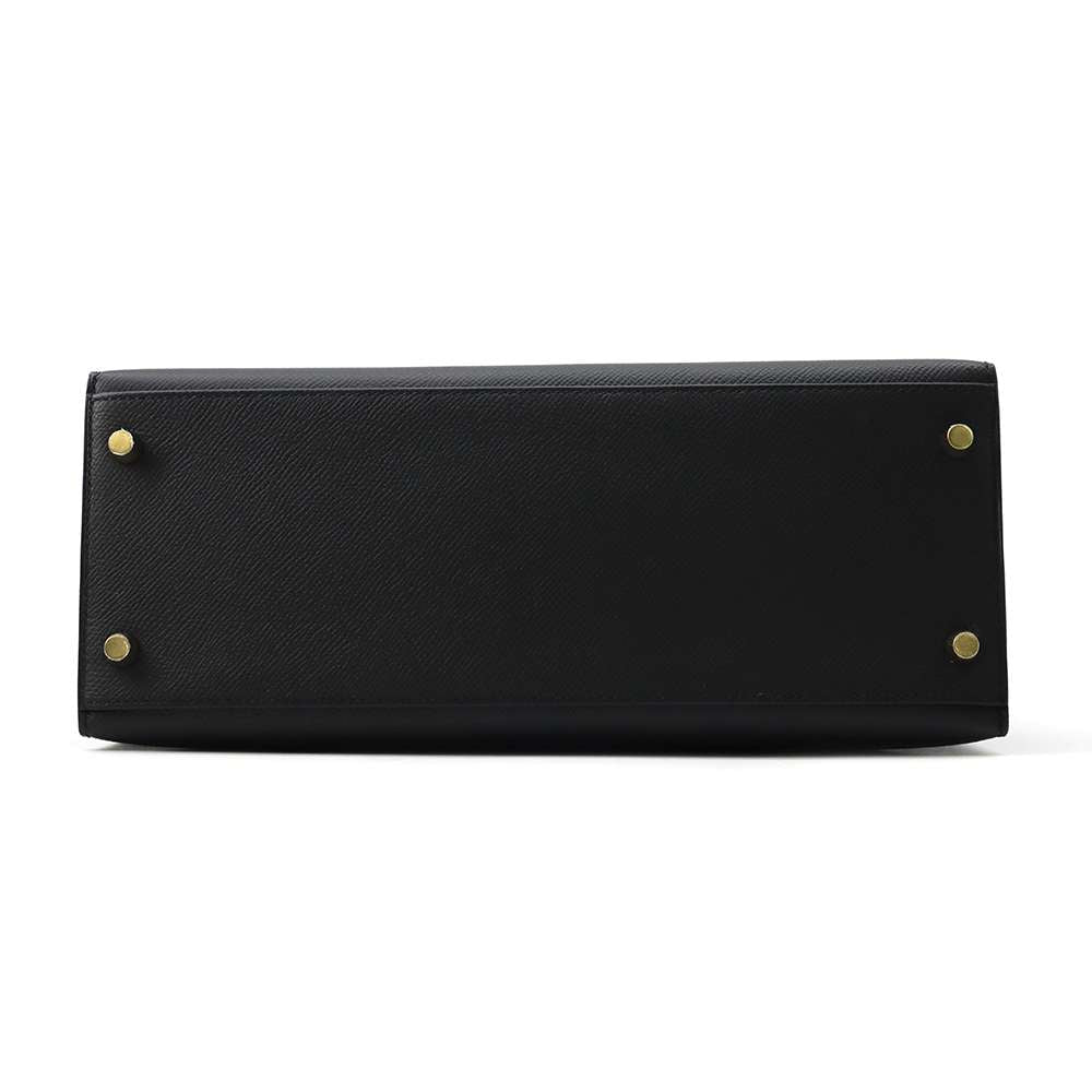 HERMES Kelly Sellier Black Epsom Size 28