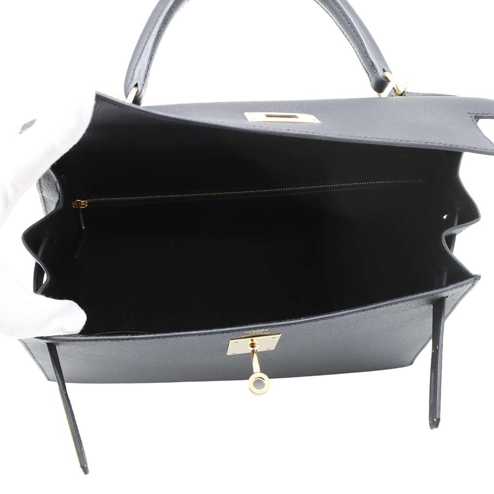 HERMES Kelly Sellier Black Epsom Size 28