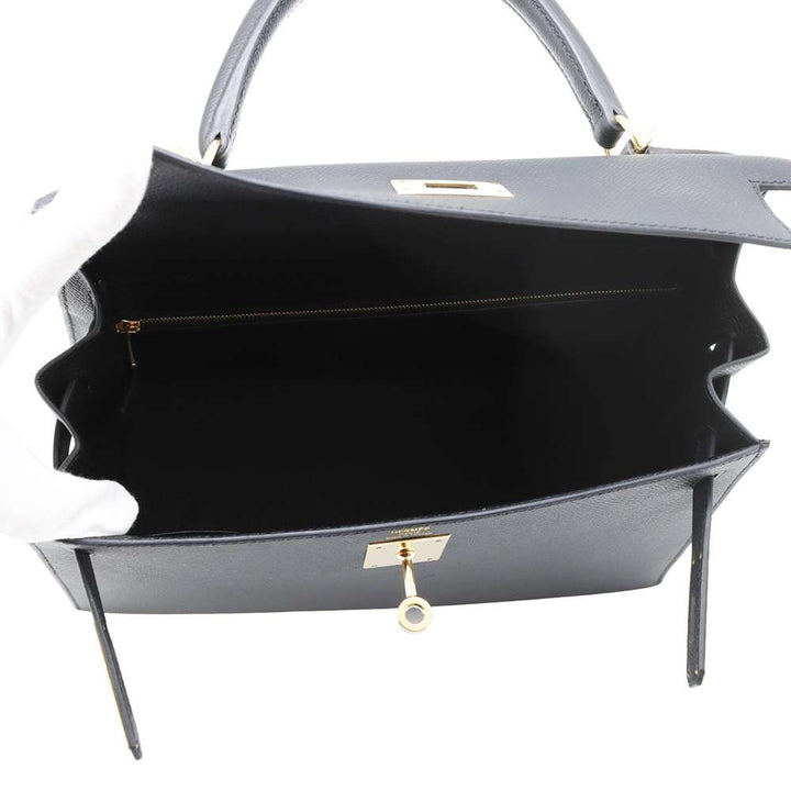HERMES Kelly Sellier Black Epsom Size 28