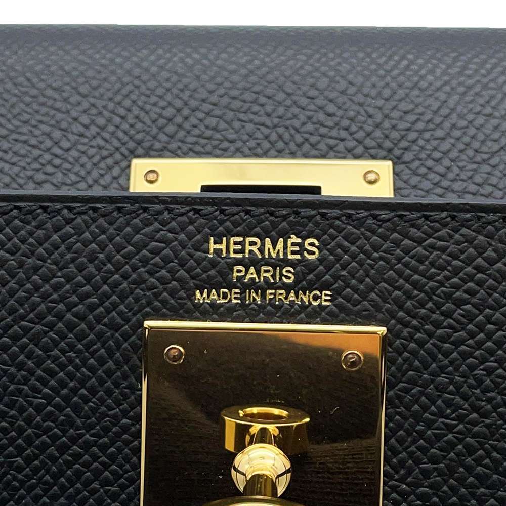 HERMES Kelly Sellier Black Epsom Size 28
