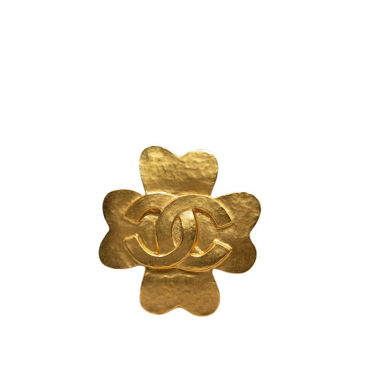 Top Quality Chanel Vintage Brooch Cocomark Clover Gold Plating