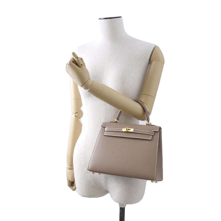 HERMES Kelly Sellier Etoupe Epsom Size 25