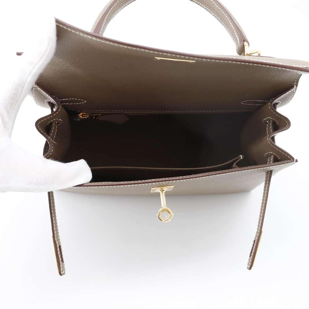 HERMES Kelly Sellier Etoupe Epsom Size 25