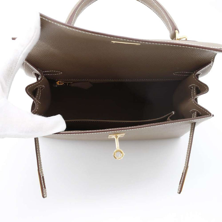 HERMES Kelly Sellier Etoupe Epsom Size 25