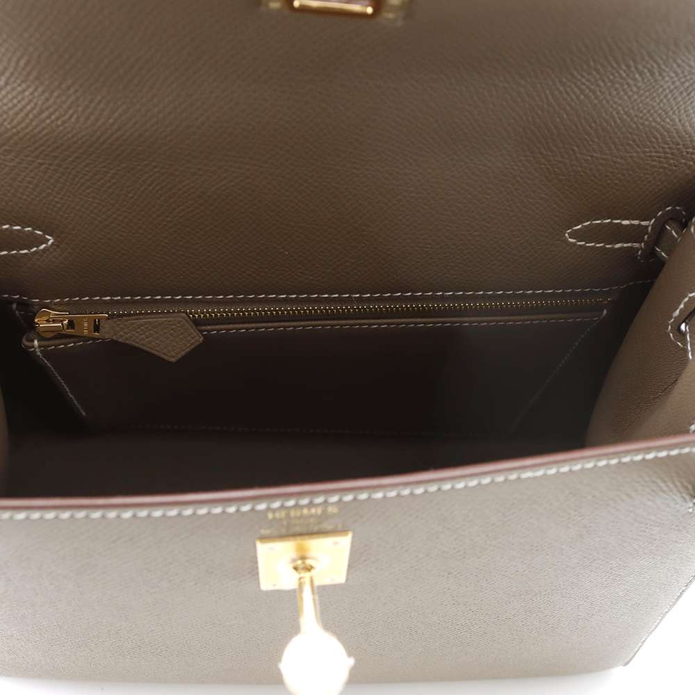 HERMES Kelly Sellier Etoupe Epsom Size 25