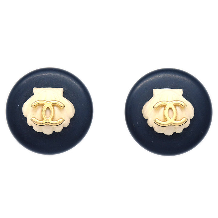 Top Quality Chanel Black Button Earrings Clip-On 96C
