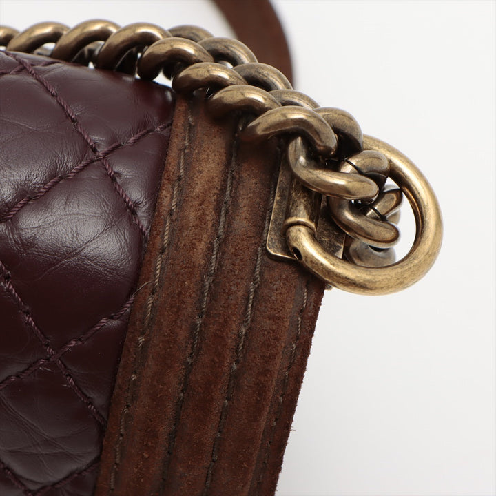 Top Quality Chanel Boy Top Quality Chanel Leather X Chain Shoulder Bag Bordeaux X Brown G  18th