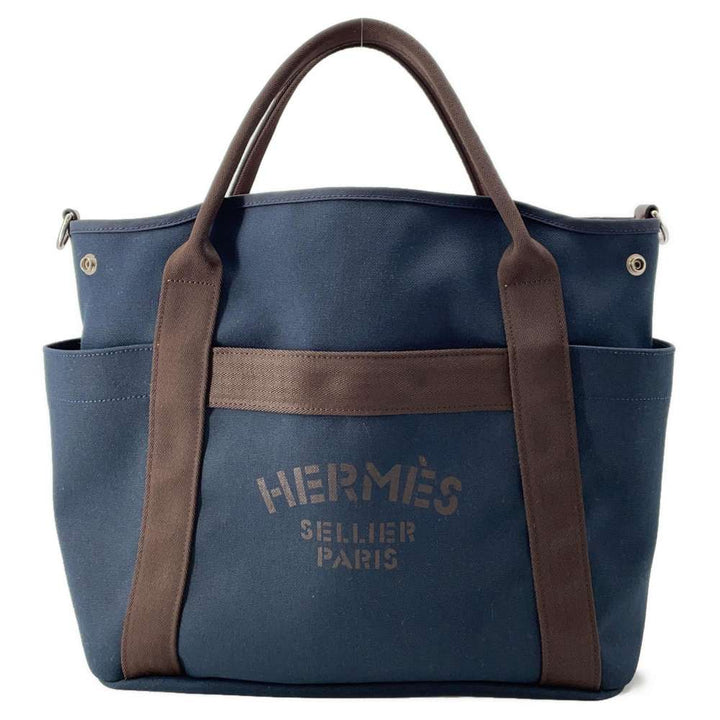 HERMES Sucked Pansage Groom Navy/Feu Toile Chevrons Canvas