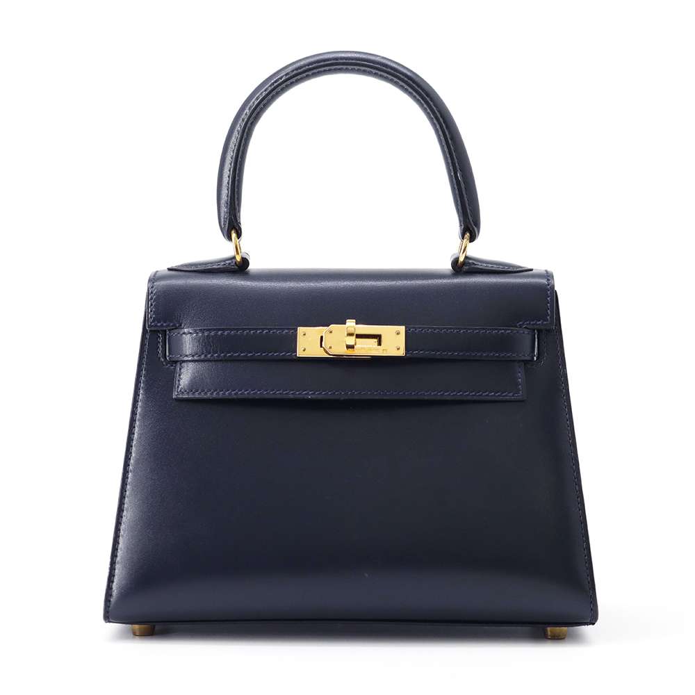 HERMES Mini Kelly Navy Box Calf Leather