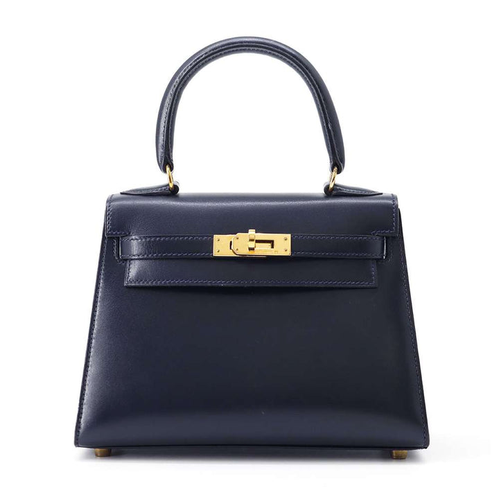 HERMES Mini Kelly Navy Box Calf Leather