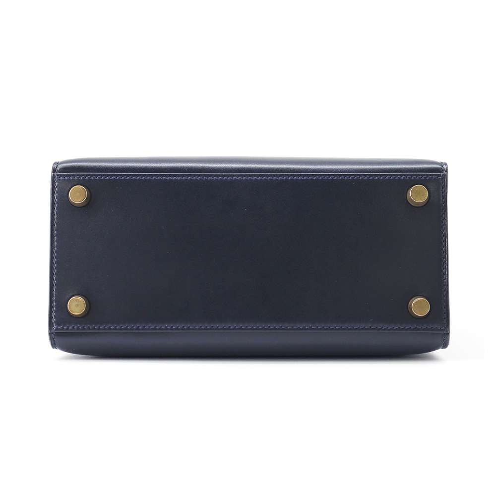 HERMES Mini Kelly Navy Box Calf Leather
