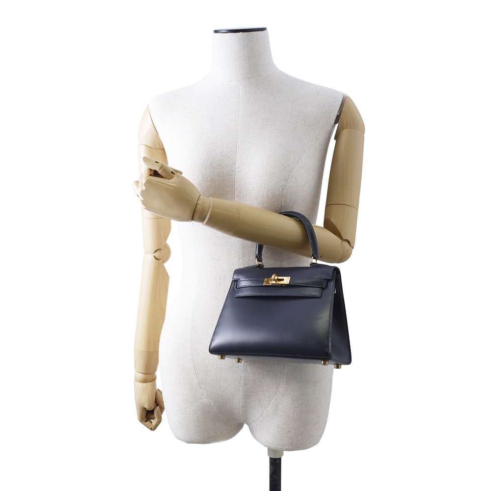 HERMES Mini Kelly Navy Box Calf Leather