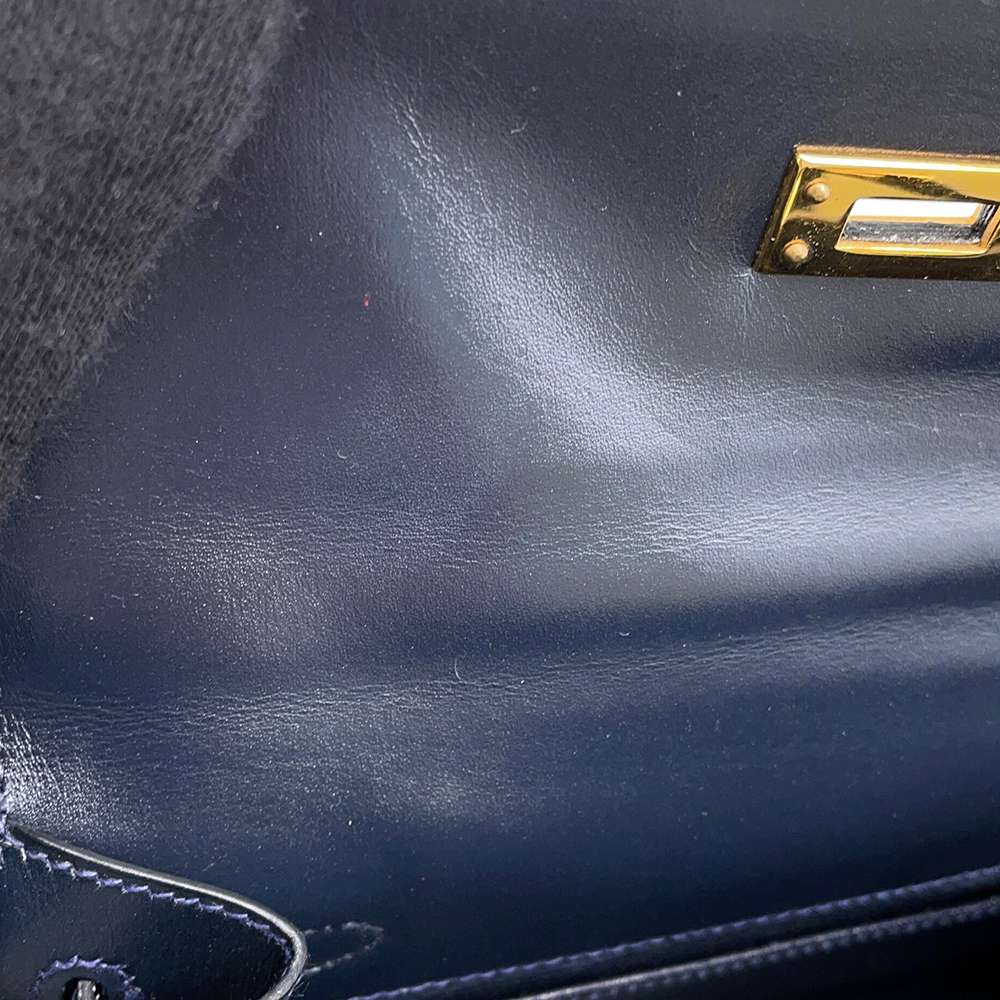 HERMES Mini Kelly Navy Box Calf Leather