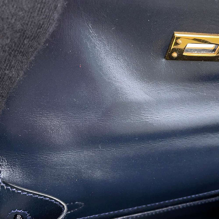 HERMES Mini Kelly Navy Box Calf Leather