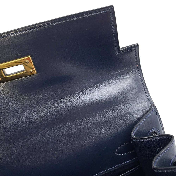HERMES Mini Kelly Navy Box Calf Leather