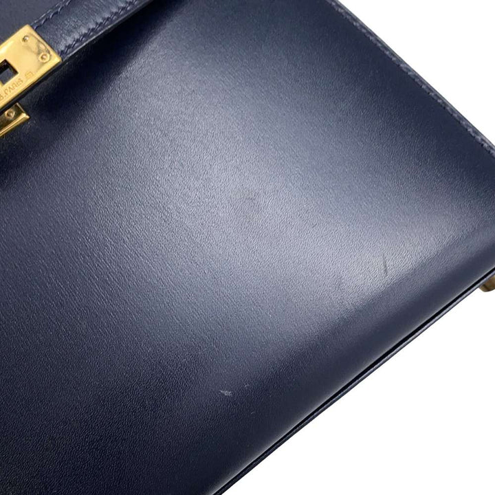 HERMES Mini Kelly Navy Box Calf Leather