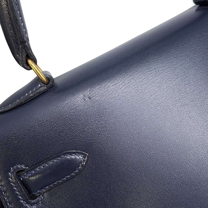 HERMES Mini Kelly Navy Box Calf Leather