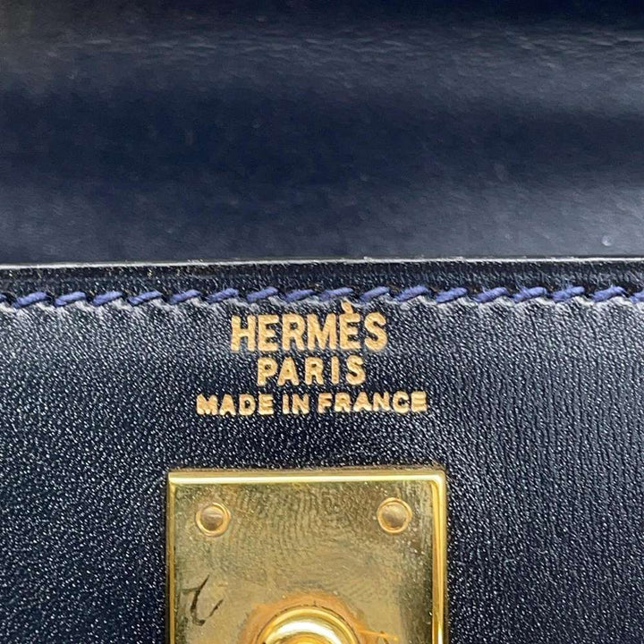 HERMES Mini Kelly Navy Box Calf Leather