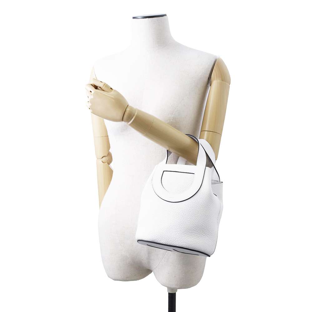 HERMES in-the-loop Tote Bag New White Taurillon Clemence Swift Leather Size 18