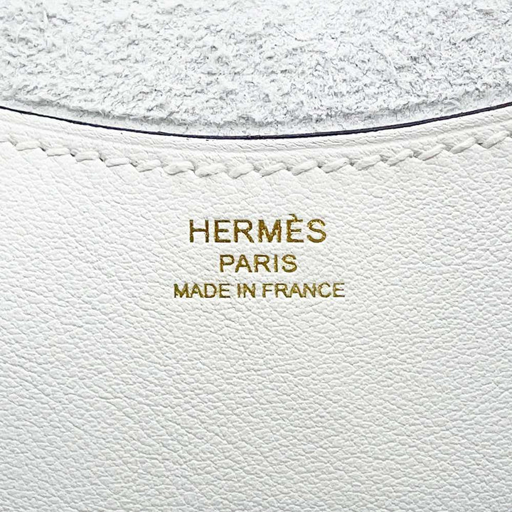 HERMES in-the-loop Tote Bag New White Taurillon Clemence Swift Leather Size 18