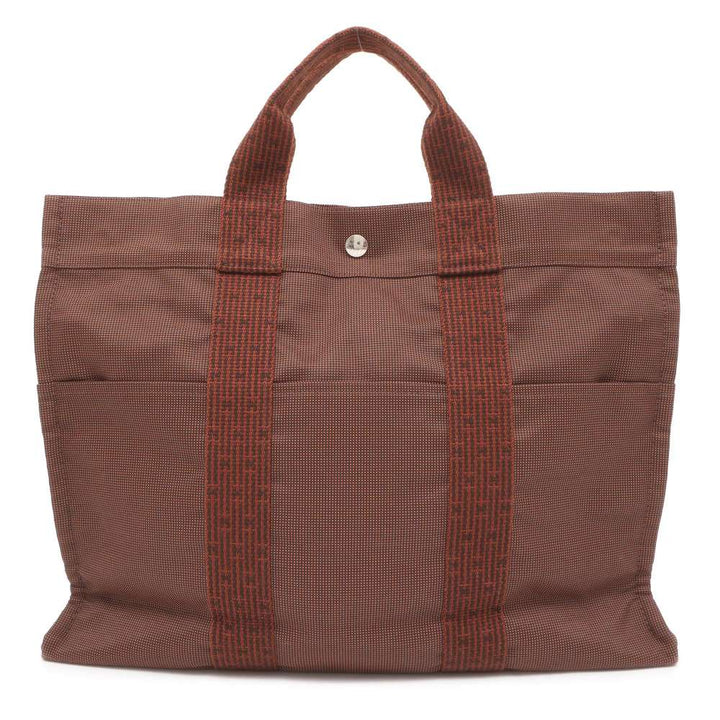 Hermes Her Line Tote Bag Brown Canvas Size MM