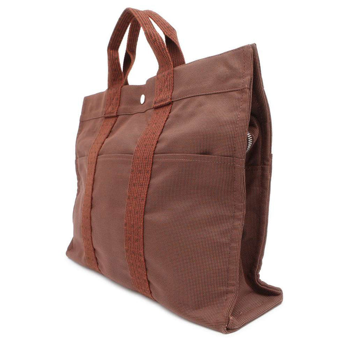 Hermes Her Line Tote Bag Brown Canvas Size MM