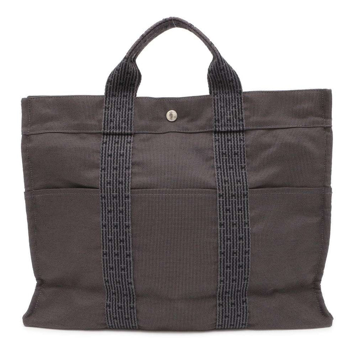 HERMES Her Line Tote Bag Gray Canvas Size MM