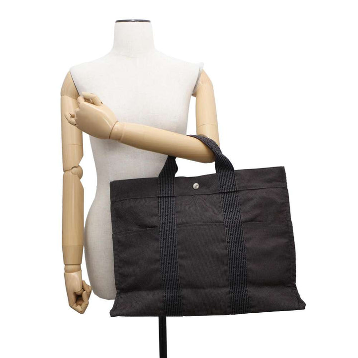 HERMES Her Line Tote Bag Gray Canvas Size MM