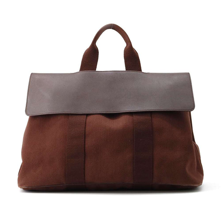 Hermes Valparaiso Brown Toile Chevrolet Calf Leather Size MM