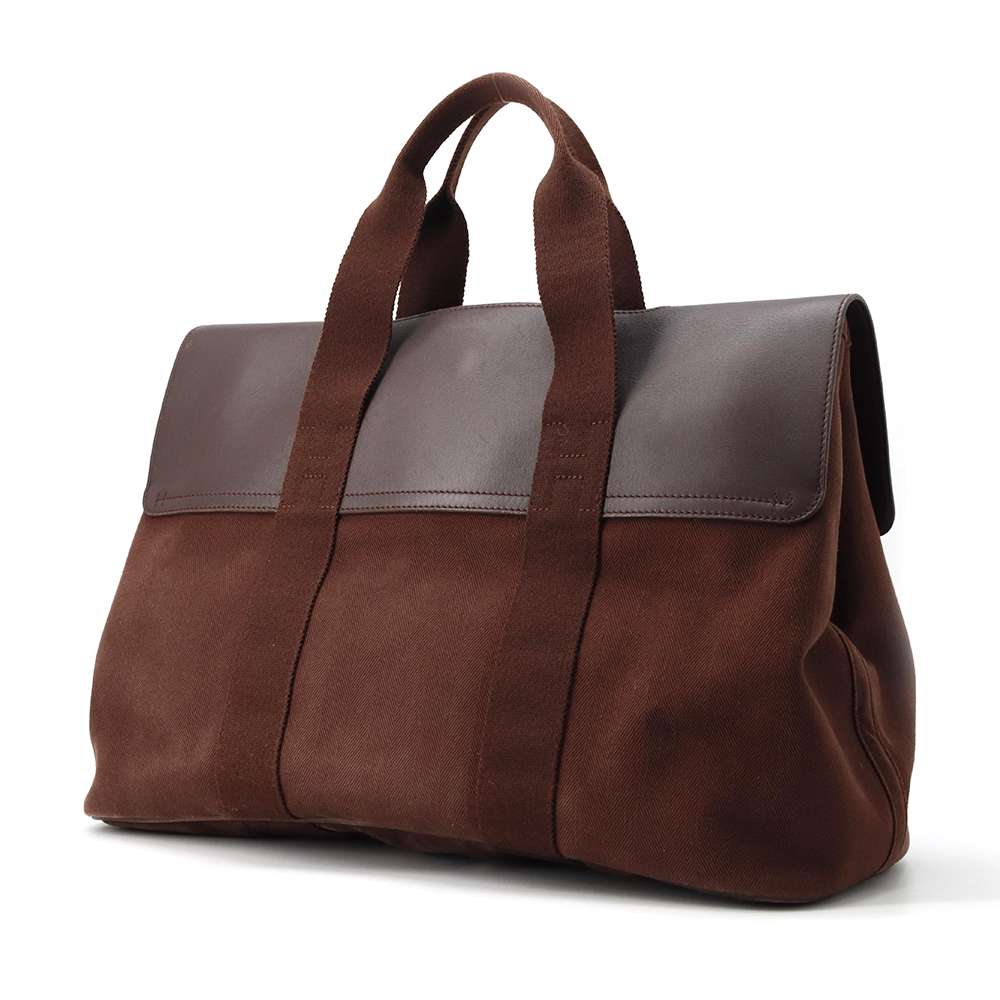 Hermes Valparaiso Brown Toile Chevrolet Calf Leather Size MM