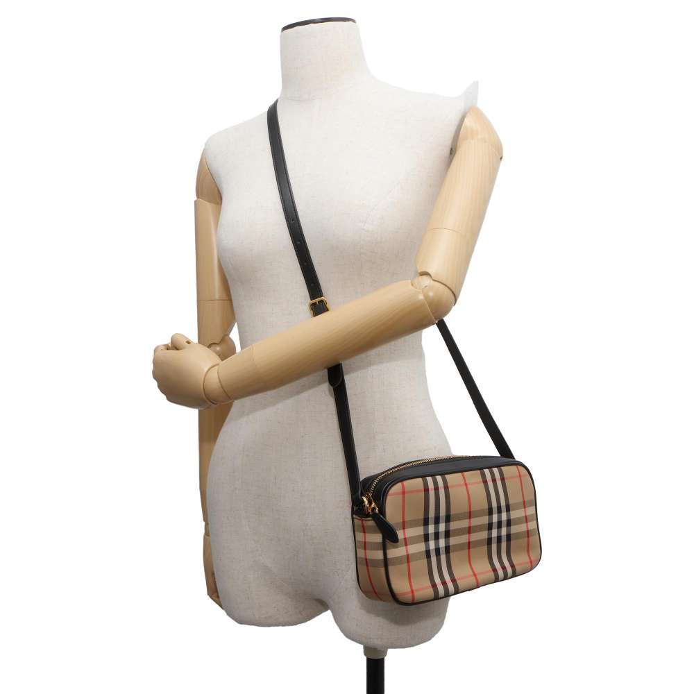 BURBERRY Nova Check Shoulder Bag Beige Canvas