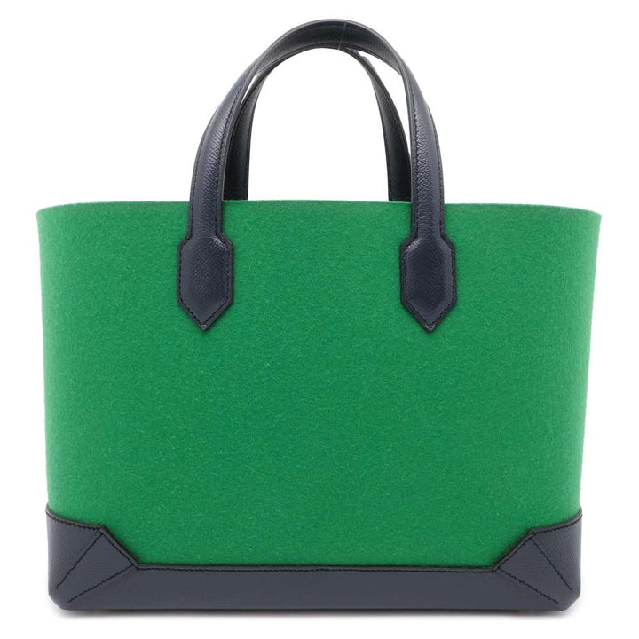Hermes Maxibox Cabas Vert Moyen/Blue Indigo Felt Epsom Size 30